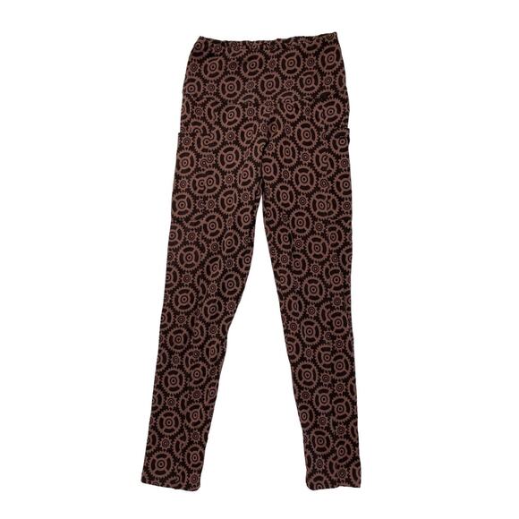 SVAHA AOP Brown Gears Athletic Fit Pockets Leggings Size XS Engineering Adult - Picture 1 of 6